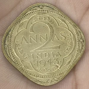 India Británica 2 Annas 1943 - George VI rare coin # A-464