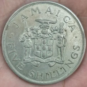 Jamaica 5 Shillings 1966 Commonwealth Games UNC Rare Coin # A-469
