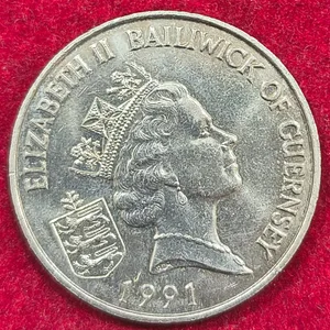 Guernsey 2 Pounds 1991 - Elizabeth II King Henry II Rare Coin # A-488