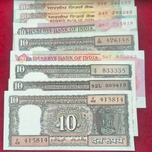 7 Different UNC Old Issue 10 Rupees different Governor Rare Note