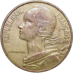 Brass 10 Centimes of France ( AD 1979) with Marianne face left