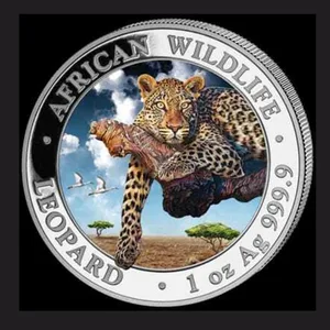 Reproduction Coin – African Wildlife 100 shillings 2020 - Leopard Silver Plated Commemorative UNC Coin