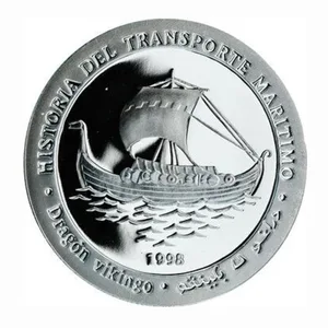 Reproduction Coin - Sahara Occidental 1000 Pesetas 1998 Viking Ship Commemorative UNC Beautiful Silver Plated Coin