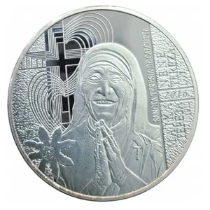 Reproduction Coin - Mother Teresa 100 Denars 2016 Commemorative UNC Beautiful Silver Plated Coin