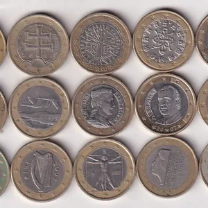15 Different 1 Euro Rare Bimetallic (15 Coin ) Set#E-315