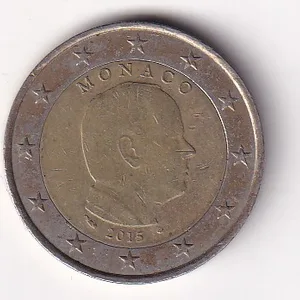Monaco 2 Euros (2015) Rare Bimetallic Coin#E-344