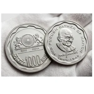 India 1000 Rupees - Yug Purush Father Of Nation 1869-1948 Silver Plated Medieval Token