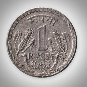 Rare 1 Rupee 1962 Calcutta Mint Republic of India Pure Nickel Wheat Ears Coinage India Coin # A665