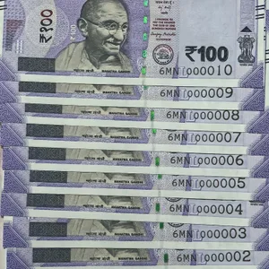 100 Rs Fancy Number 000001 to 000010 Signed By Sanjay Malhotra UNC Note