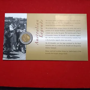Ex Rare 1997 Australian Legends Sir Donald Bradman $5 bimetallic Uncirculated Proof Coin Issue Royal Australian Mint