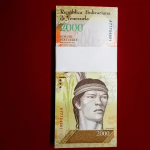 Rare 2000 Dow Mil Bolavares Full Serial Bundle Central Bank of Venezuela Gem Unc Condition