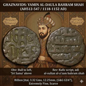 Billion Jital of Bahram Shah(AD 1118-1152) of Ghaznavids GZ47 Scarce