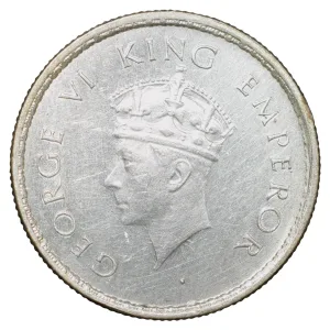 Silver 1/2 Rupee of George VI (AD 1939) of Bombay Mint Head Type I UNC Grade Rare