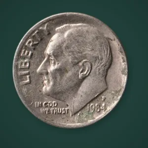 Rare One Dime 1984 Roosevelt Philadelphia Mint United States of America World Coin # A886