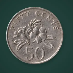 Rare 50 Cents 1989 Yellow Allamanda Flower Series Republic of Singapore World Coin # A899