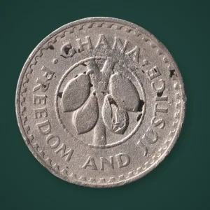 Rare 20 Pesewas 1967 Ghana Cocoa Pods Freedom and Justice Coat of Arms Africa World Coin # A900