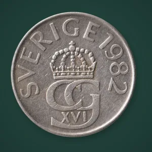 Rare 5 Kronor 1982 King Carl XVI Gustaf Monogram Eskilstuna Mint Sweden World Coin # A901