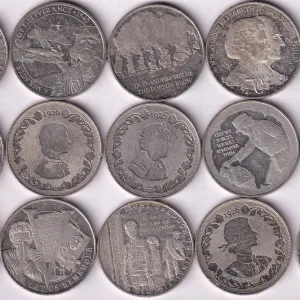 15 Different United Kingdom (Gibraltar) One Crown Rare (15 Coin) Set