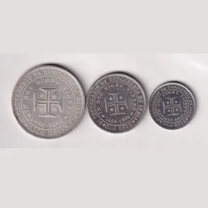 Portugal 3 Different Denomination (1000 Reis, 500 Reis, 200 Reis) - Charles I Rare Silver (3 Coin) Commemorative Set