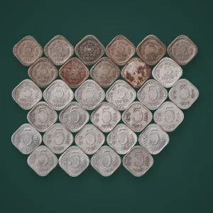 Rare 5 Paise 1957-1989 Lot of 31 Different Years Naye Paise and Aluminium Square Republic India Coin # A912