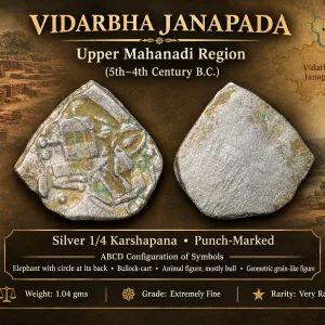 Silver 1/4 Karshapana Punched-Marked of Vidarbha Janapada (500-400 BC) Extremely Rare