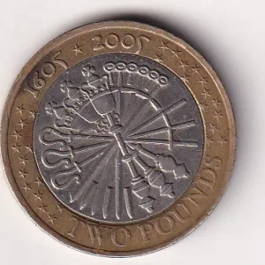 United Kingdom 2 Pounds - (Elizabeth II Gunpowder Plot) 2005 Rare Bimetallic Coin