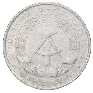 Aluminium 1 Pfennig of Germany (AD 1962) with State emblem of the German Democratic Republic
