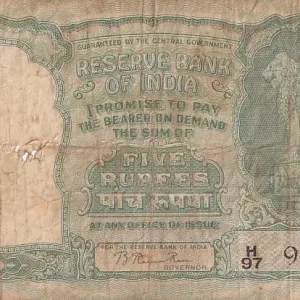 B Rama Rao 5 rupees Fafda Issue Old Note Fine Condition #5