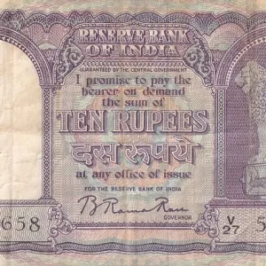 B Rama Rao 10 rupees Fafda Issue Correct Hindi Note Rare #2