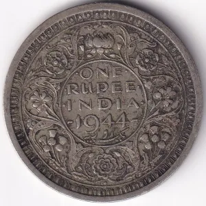 Bombay Mint 1944 British India One Rupee George VI Silver Coin