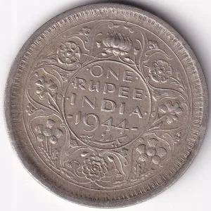 Lahore Mint 1944 British India One Rupee George VI Silver Coin