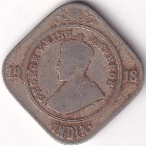 2 Annas 1918 George V Copper Nickel Coin