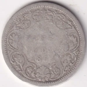Poor Condition 1/4 Rupee 1862 Queen Victoria Silver Coin #1