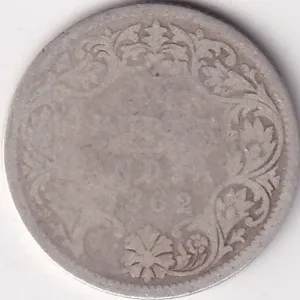 Poor Condition 1/4 Rupee 1862 Queen Victoria Silver Coin #2