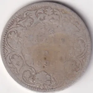 Poor Condition 1/4 Rupee 1894 Victoria Empress Silver Coin