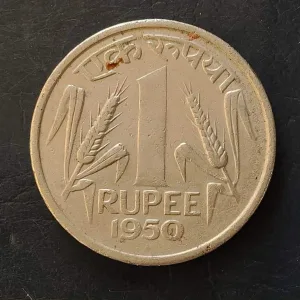 Government of India Denominaton 1₹ Metal copper nickel  Year 1950 Same and similar piece available