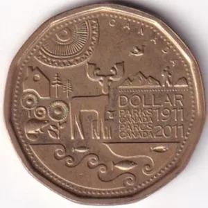 Canada One Dollar 2011 Bronze Plated Nickel Coin
