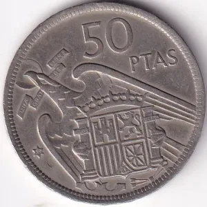 50 Pesetas 1957 Copper Nickel Coin