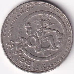 20 Pesos Mayan Culture 1981 Copper Nickel Coin