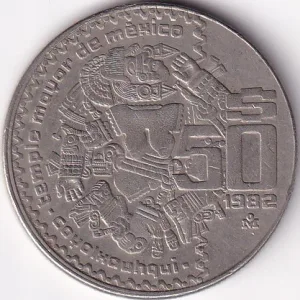 50 Pesos Coyolxauhqui 1982 Copper Nickel Coin