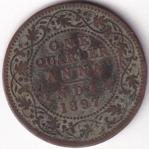 1897 Copper Quarter Anna Victoria Empress Fine Condition Coin Rare