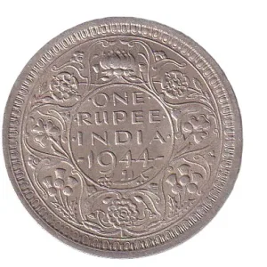 British-India 1 Rupee 1944 - George VI Rare Lahore Mint Silver Coin