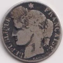 1888 France 50 Centimes Silver Rare Coin Wight 2.5 Gram #PR113