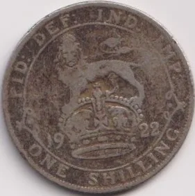 England 1 Shilling George V 1922 Silver Coin #PR117