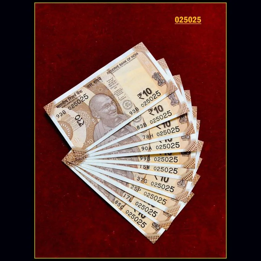 Rs 10 India Banknote Doubling Number Repeater Set 10 Notes Gem Unc Unique and Rare
