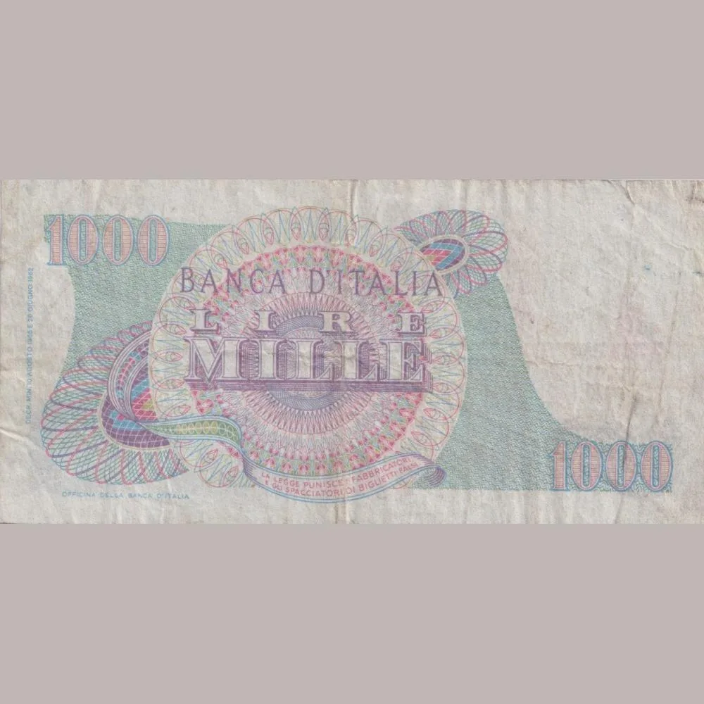 Italia 1000 Lira Old Ishu Bank Note