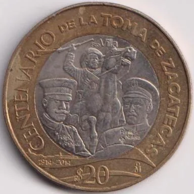 Mexico 2014 Commemorative 20 Dollar Bymatalic Coin Weight 15,945 Gram #PR69