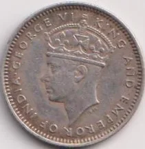 Malaya George Six 1939 Ten Cents Coin #PR105