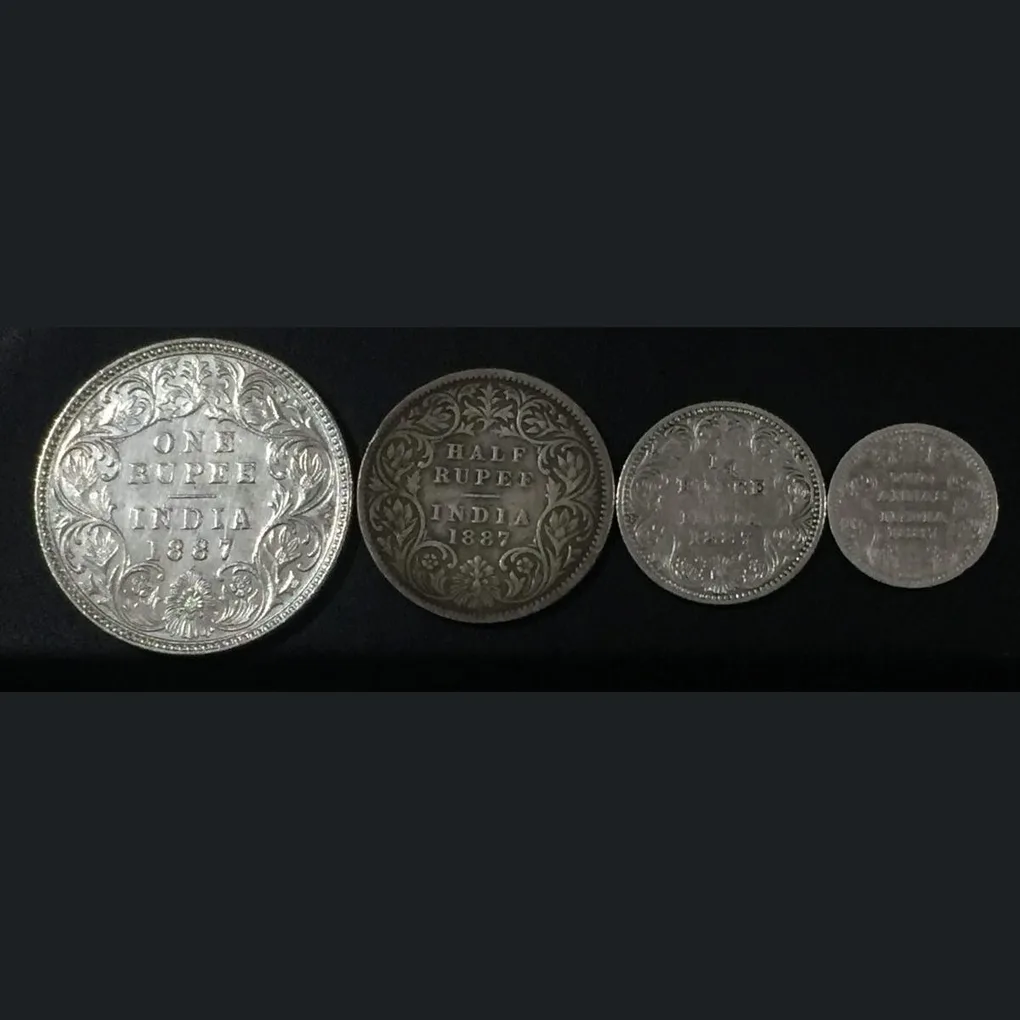 1887 4 Coin Set Victoria Empress Compeled Set Rare Dates British India Set Lowest price set
