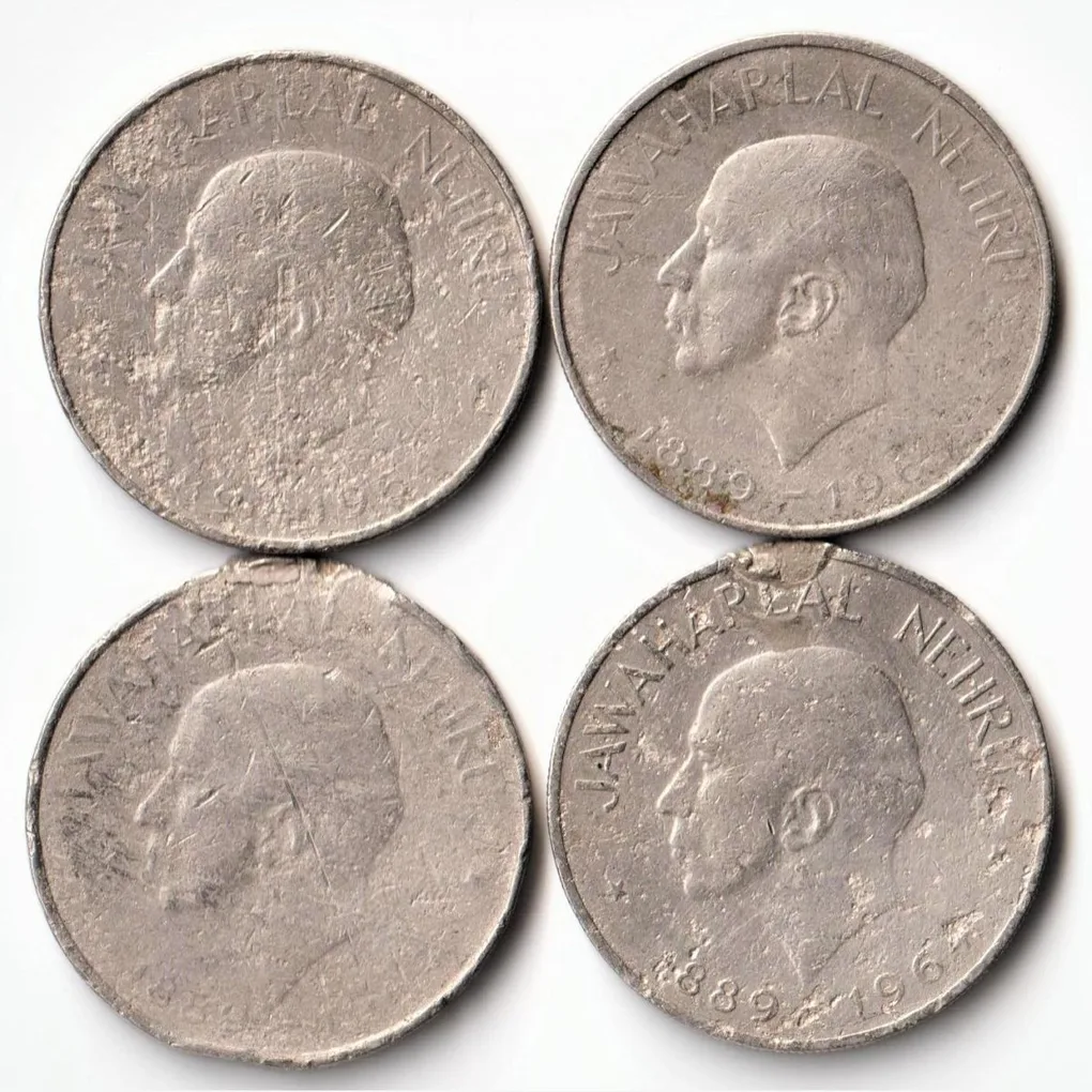 4 Coin Set of 1 Rupee 1889 To 1964 Nickel Coin Of Republic India Commemorative Coin